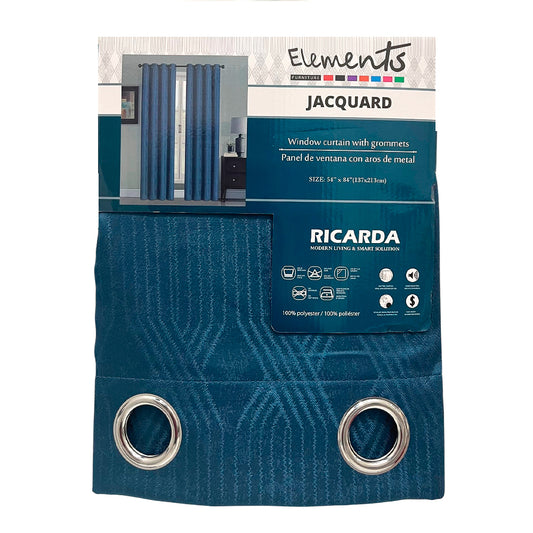 Cortina Ricarda Elements - Navy - Jacquard 54 x 84" con Aros
