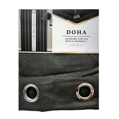 Cortina Doha Home Elegance / Charcoal con Aros – 54" x 84"