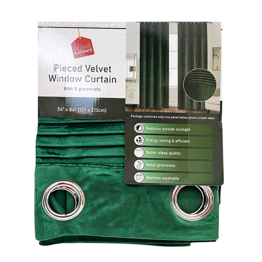 Cortina Velvet Home Elegance / Verde con Aros – 54" x 84"