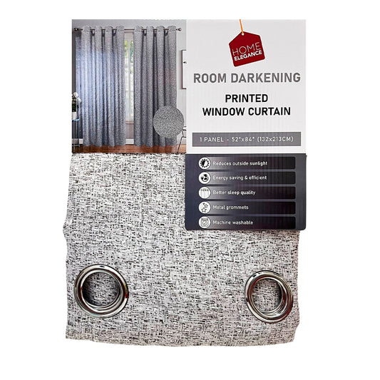 Cortina Jacquard Home Elegance / Gris con Aros – 54" x 84"