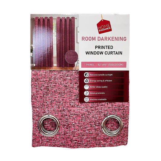 Cortina Jacquard Home Elegance / Burgundy con Aros – 54" x 84"