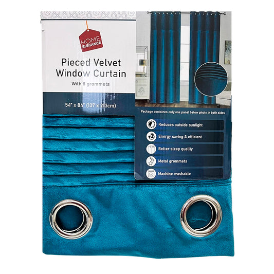 Cortina Velvet Home Elegance / Azul con Aros – 54" x 84"