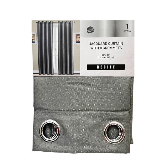 Cortina Recife Home Elegance / Charcoal con Aros – 54" x 84"