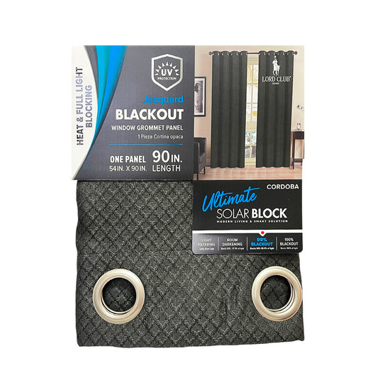Cortina Lord Club Córdoba / Blackout / Charcoal con Aros – 54" x 90"