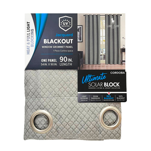 Cortina Lord Club Córdoba / Blackout / Gris con Aros – 54" x 90"