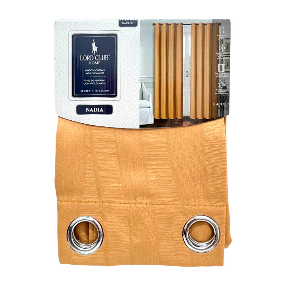 Cortina Nadia Gold / Lord Club / Blackout con Aros / 54"x84"