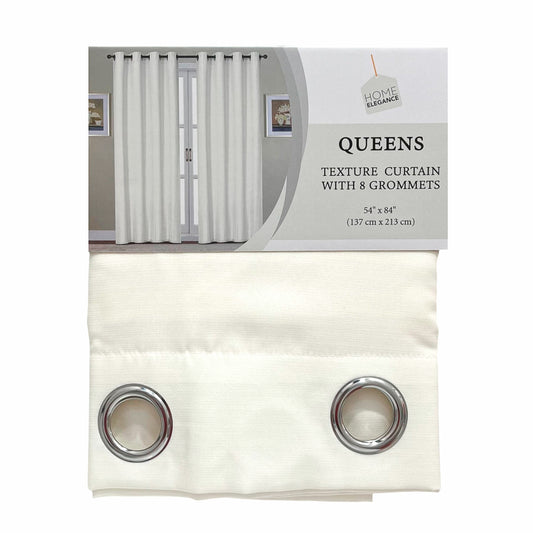 Cortina Queens Home Elegance - Blanco Hueso / Aros - 54 x 84"