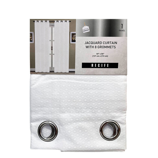 Cortina Recife Home Elegance / Blanca con Aros – 54" x 84"