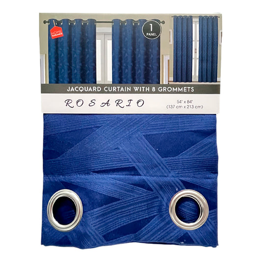 Cortina Rosario / Home Elegance / Navy con Aros / 54" x 84"
