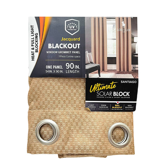 Cortina Lord Club Santiago / Blackout / Taupe con Aros – 54" x 90"