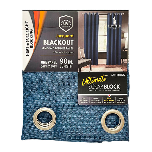 Cortina Lord Club Santiago / Blackout / Azul Marino con Aros – 54" x 90"