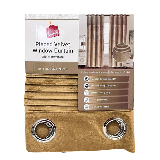 Cortina Velvet Home Elegance / Taupe con Aros – 54" x 84"