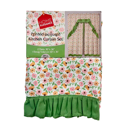Cortina para Cocina Flower Estampada / 3 Piezas / Home Elegance
