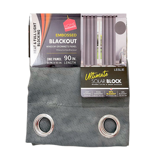 Cortina Leslie 54" x 90" Blackout Gris con Aros / Home Elegance