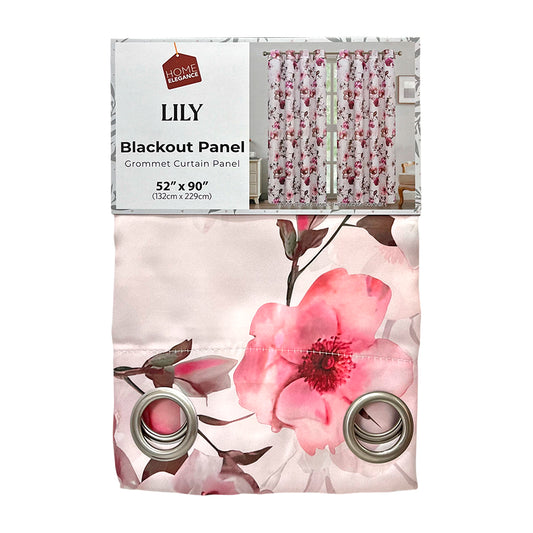 Cortina Lily 52" x 90" Blackout Rosa con Aros / Home Elegance