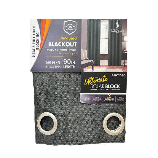 Cortina Santiago Lord Club / Blackout / Charcoal con Aros – 54" x 90"