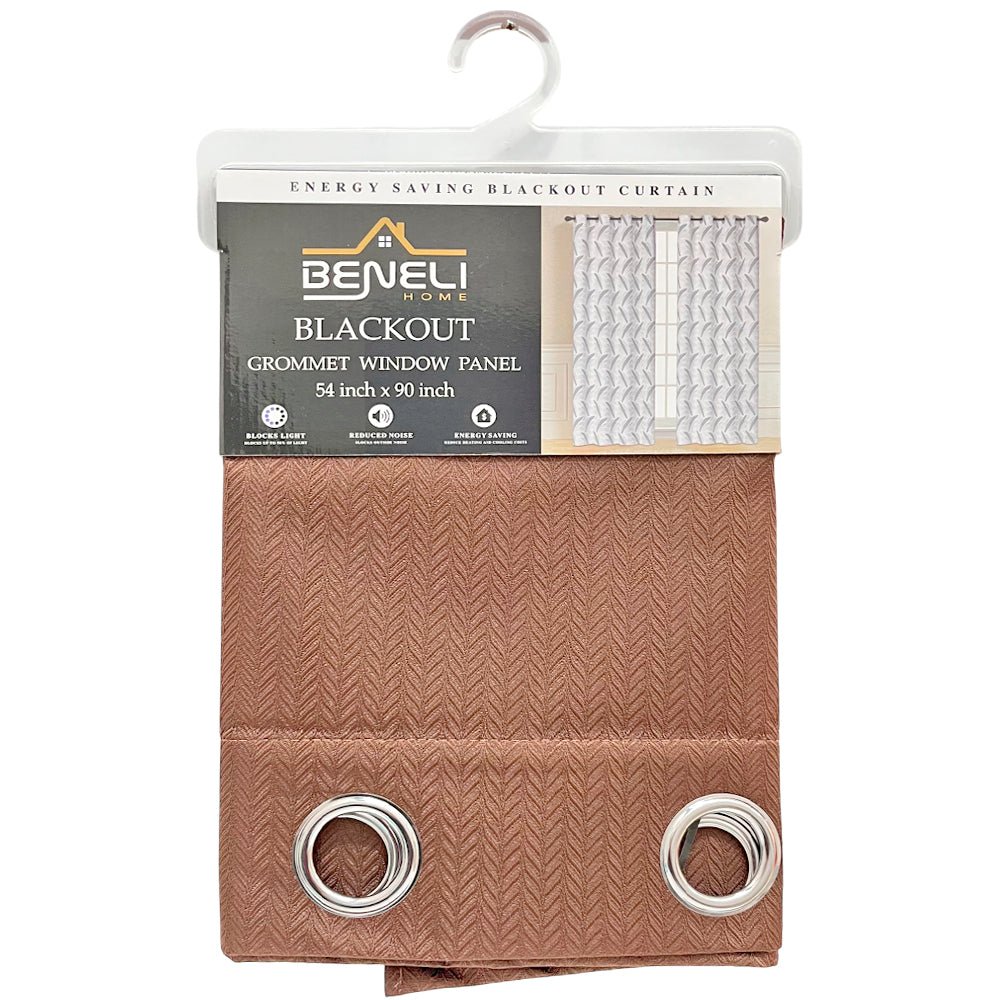 Cortina Blackout Marrón con Aros / Beneli Home / 54"x90"