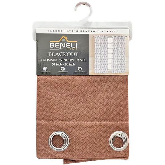 Cortina Blackout Marrón con Aros / Beneli Home / 54"x90"