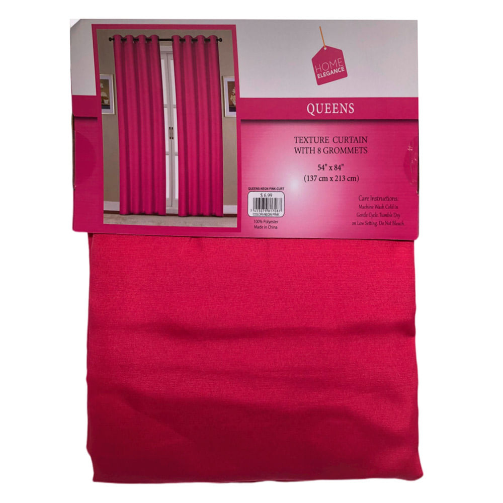Cortina Home Elegance Queens Con Aros 54" x 84" - Fucsia