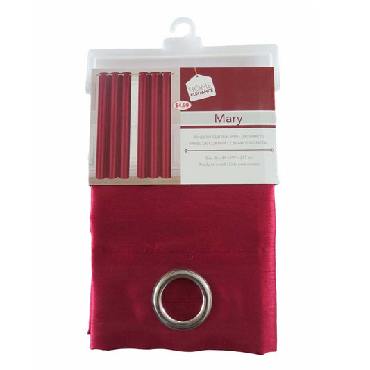 Cortina Mary Home Elegance 38" x 84" Con Argolla - Rojo oscuro