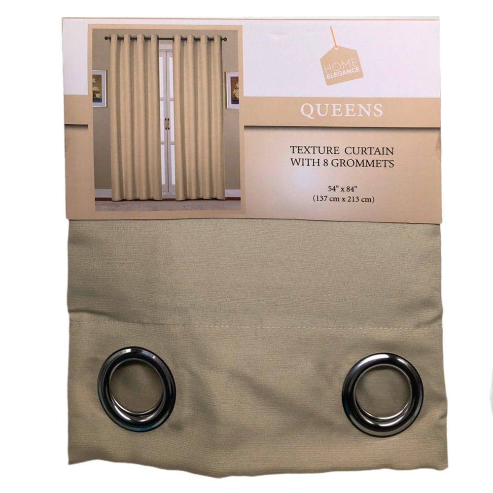 Cortina Home Elegance Queens Con Aros 54" x 84" - Beige oscuro