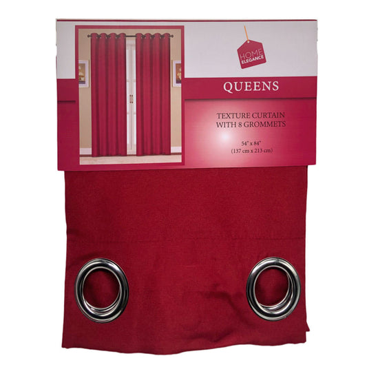 Cortina Home Elegance Queens Con Aros 54" x 84" - Rojo oscuro