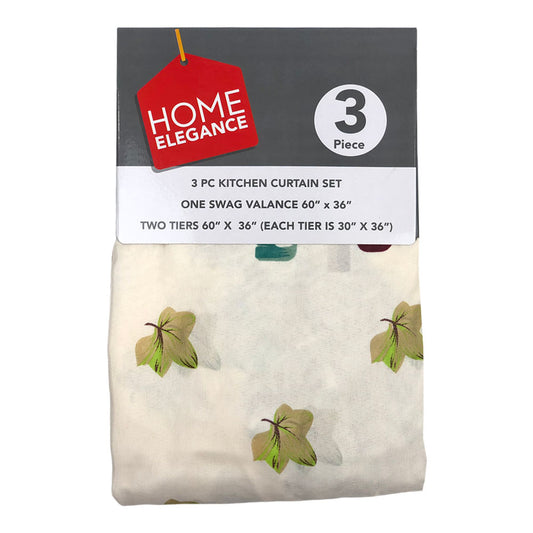 Cortina Para Cocina Home Elegance Wine 3 Piezas