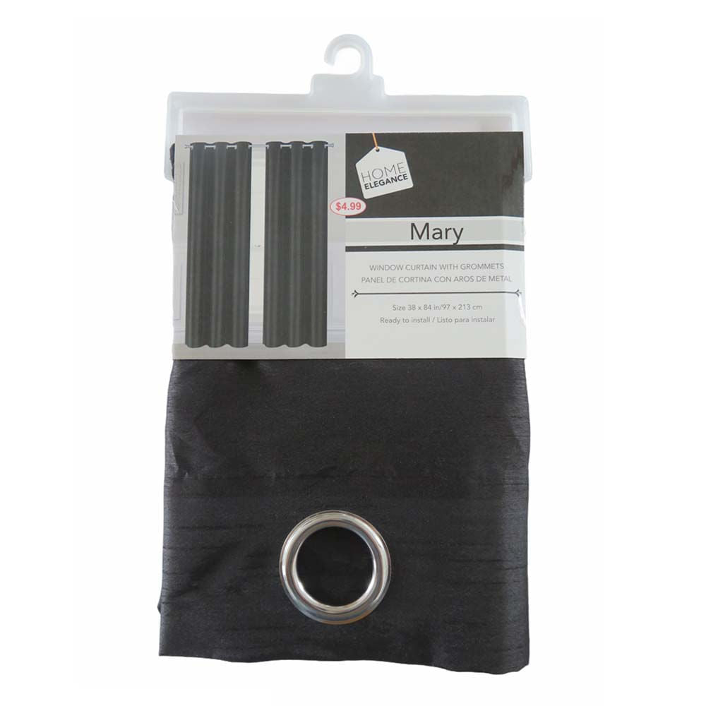 Cortina Mary Home Elegance 38" x 84" Con Argolla - Negro