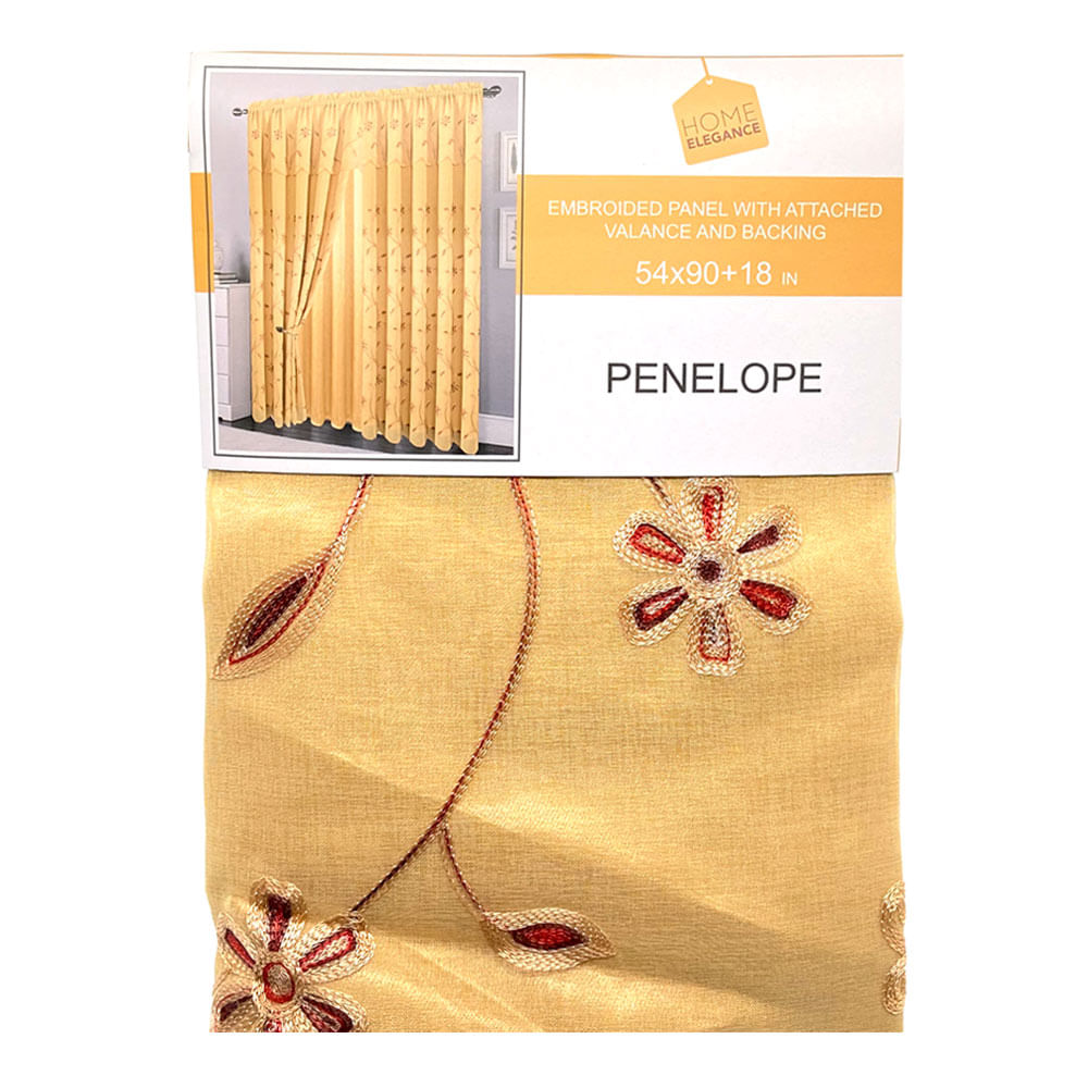 Cortina Home Elegance Con Cenefa Penelope 54" x 90" - Dorado