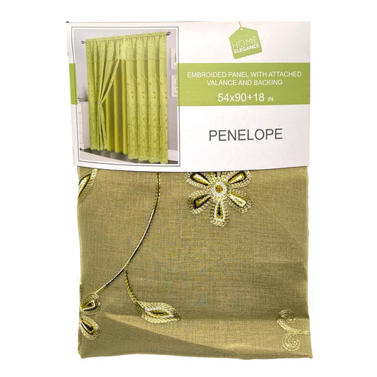 Cortina Home Elegance Con Cenefa Penelope 54" x 90" - Lima oscuro