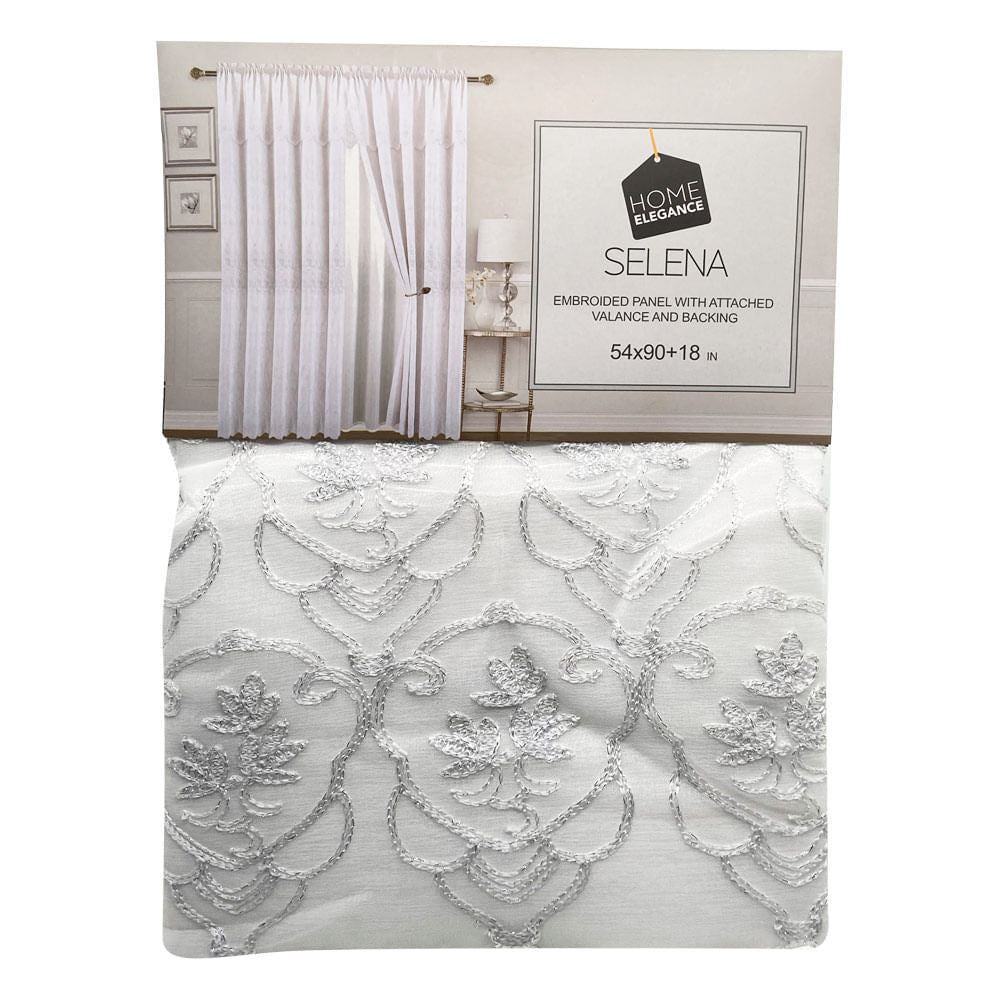 Cortina Home Elegance Con Cenefa Selena 54" x 90" - Blanco