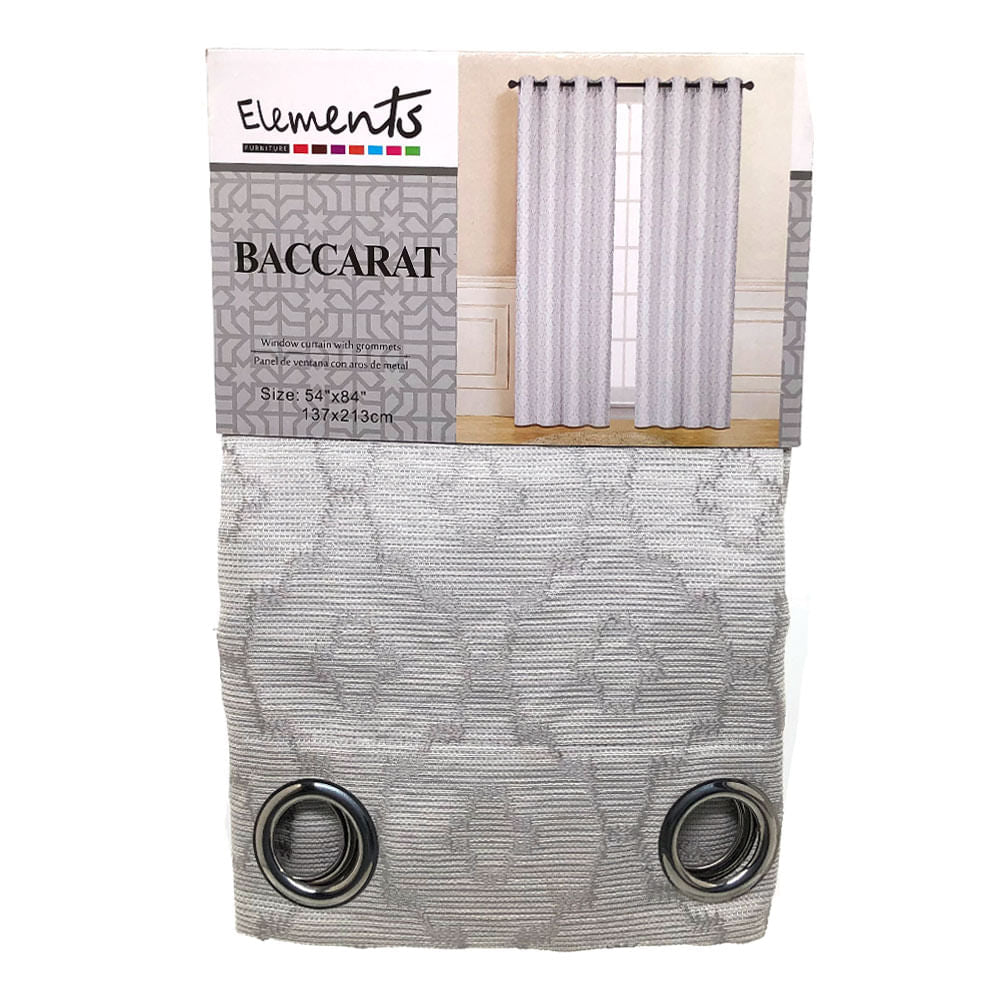 Cortina Elements Baccarat Con Aros 54" x 84" - Plateado