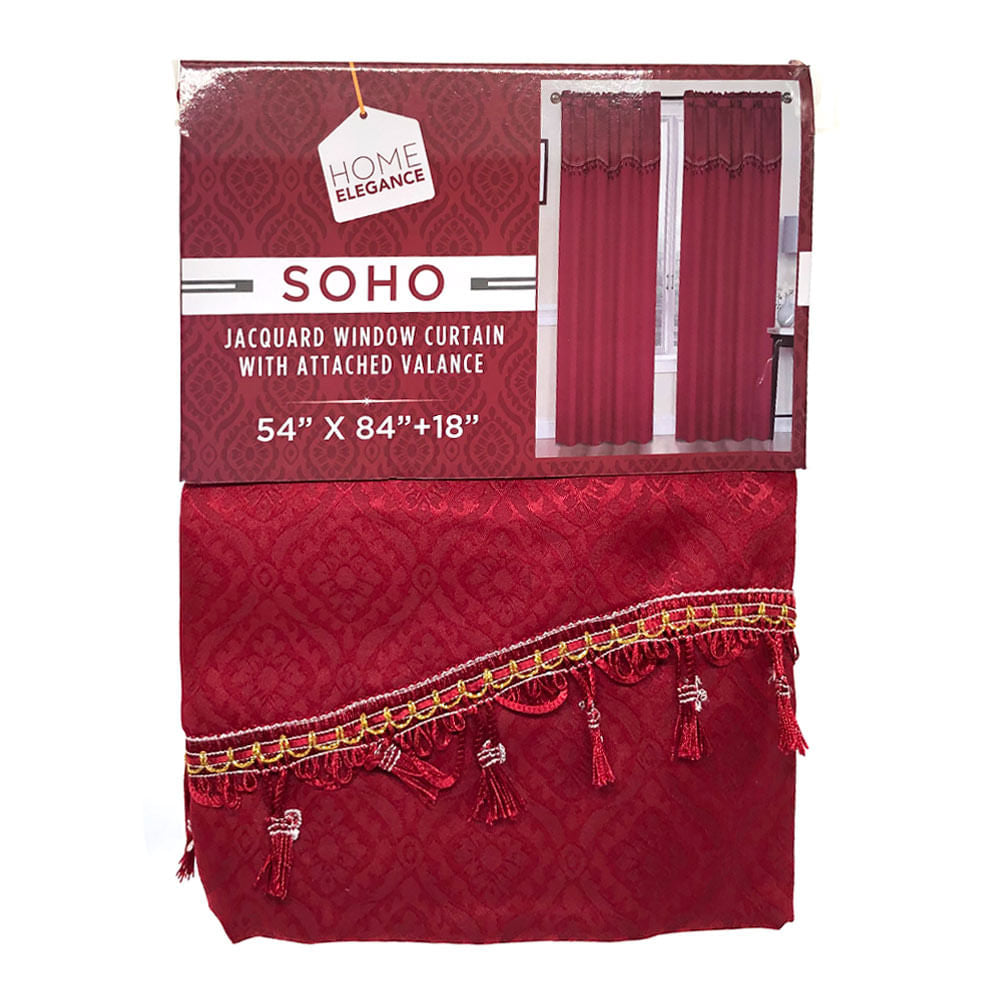 Cortina Home Elegance Soho Con Cenefa 54" x 84" - Rojo oscuro