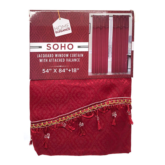 Cortina Home Elegance Soho Con Cenefa 54" x 84" - Rojo oscuro