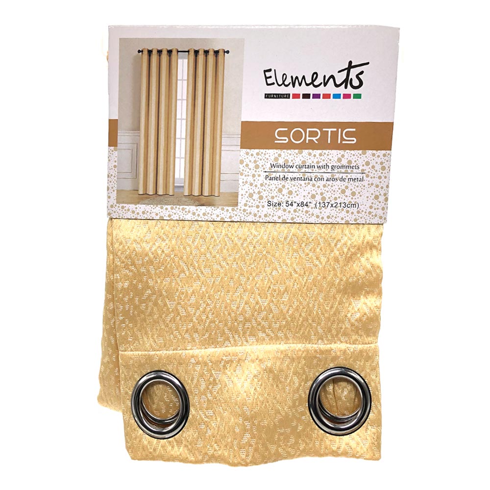 Cortina Elements Sortis Con Aros 54" x 84" - Amarillo claro