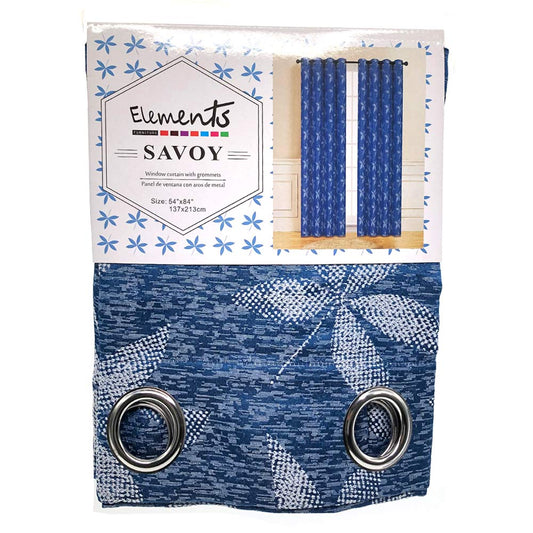 Cortina Elements Savoy Con Aros 54" x 84" - Azul Marino