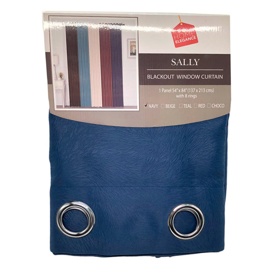 Cortina Home Elegance Sally Blackout Con Aros 54" x 84" - Azul Marino