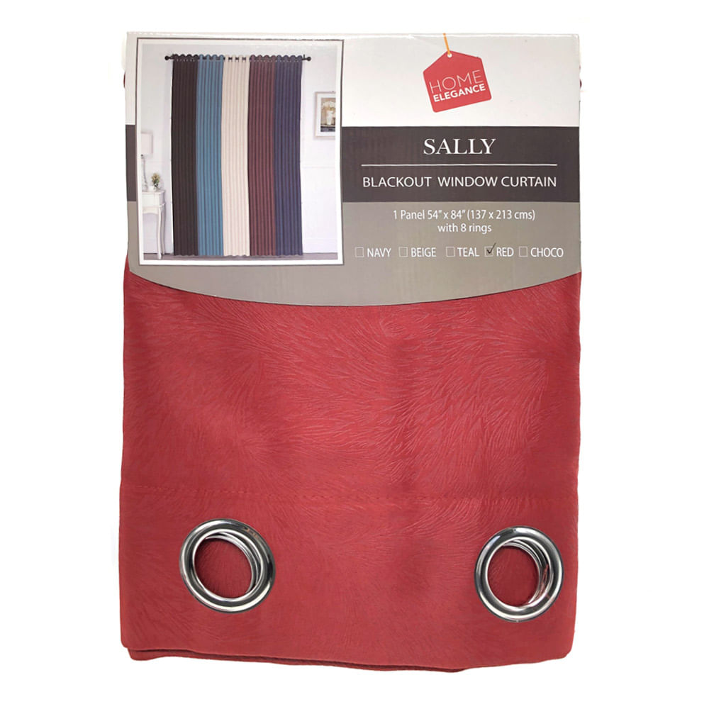 Cortina Home Elegance Sally Blackout Con Aros 54" x 84" - Rojo oscuro