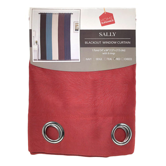 Cortina Home Elegance Sally Blackout Con Aros 54" x 84" - Rojo oscuro