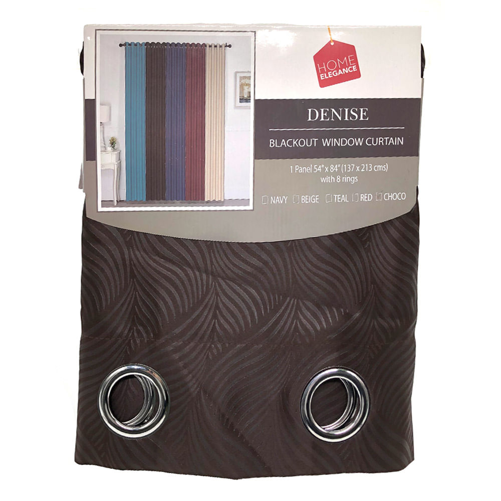 Cortina Home Elegance Denise Blackout Con Aros 54" x 84" - Chocolate
