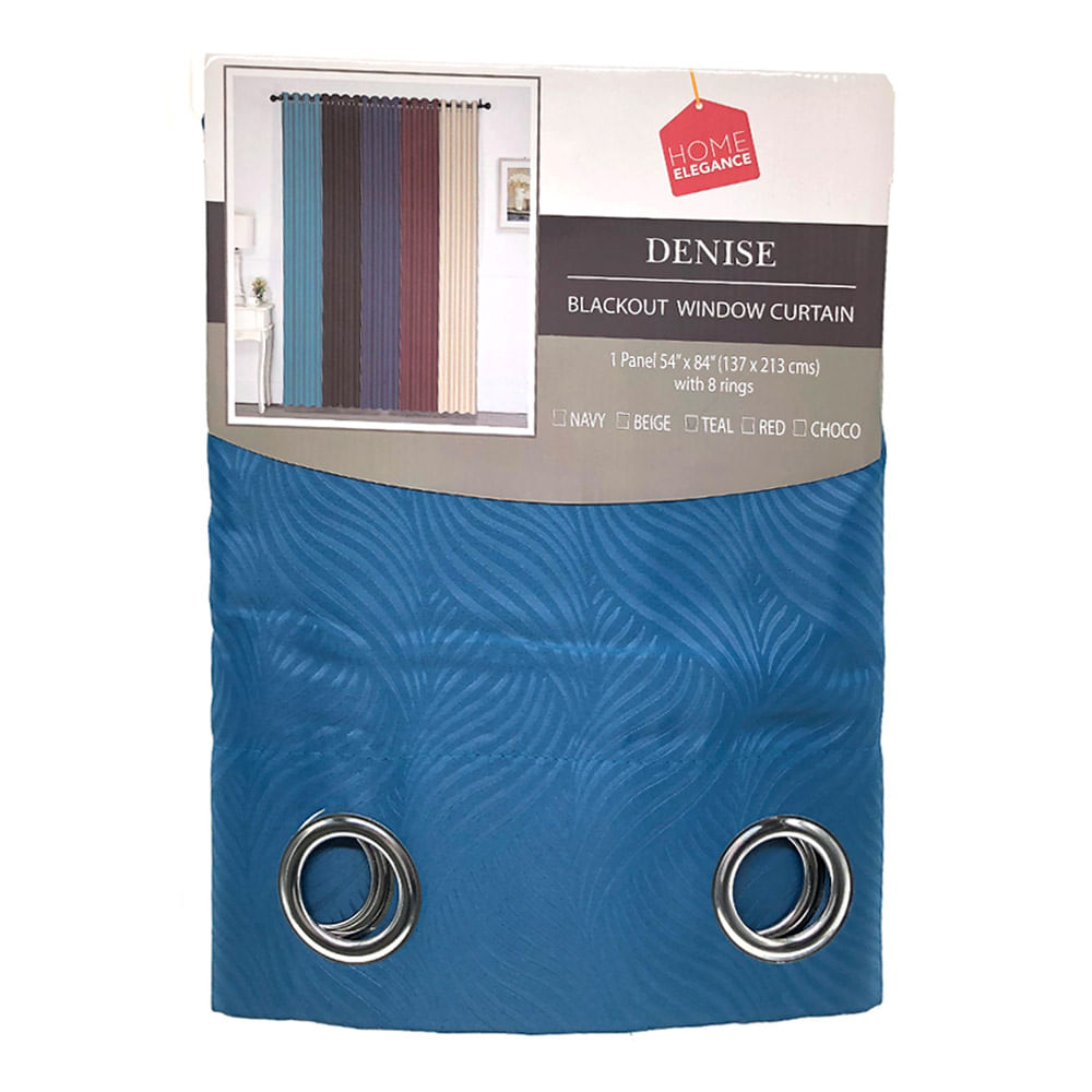 Cortina Home Elegance Denise Blackout Con Aros 54" x 84" - Aguamarina oscuro