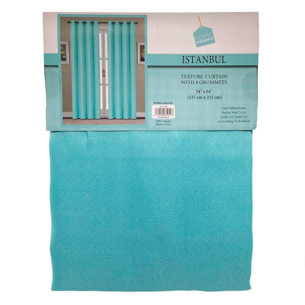 Cortina Home Elegance Istanbul Con Aros 54" x 84" - Aguamarina claro