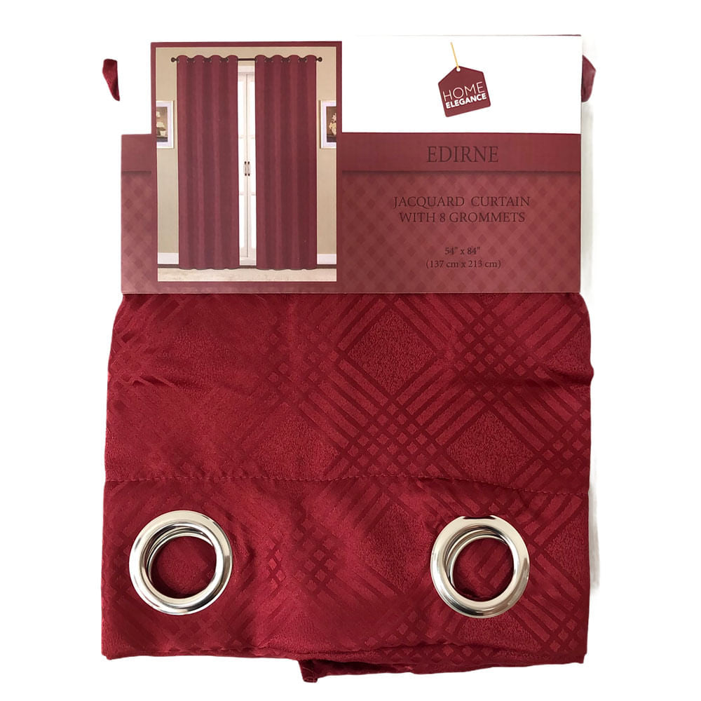 Cortina Home Elegance Edirne Con Aros 54" x 84" - Rojo oscuro
