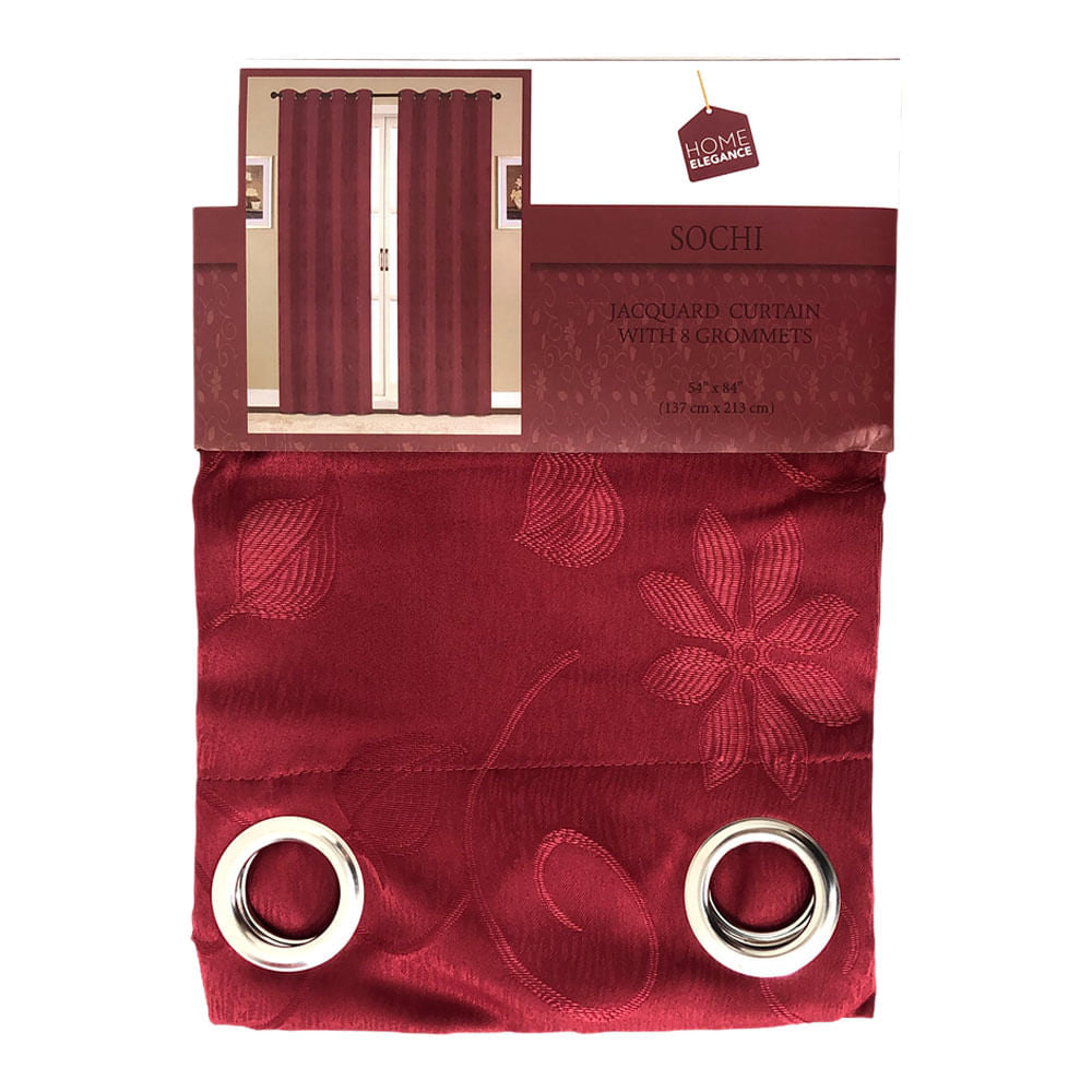 Cortina Home Elegance Sochi Con Aros 54" x 84" - Rojo oscuro