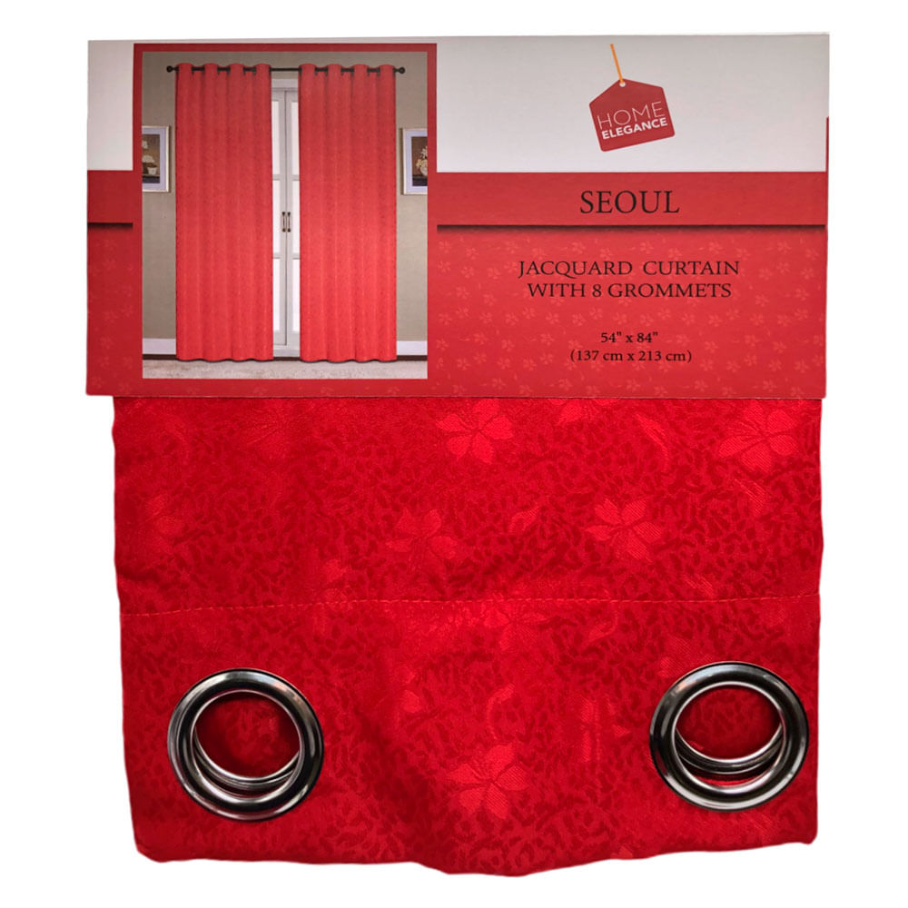 Cortina Home Elegance Sochi Con Aros 54" x 84" - Rojo