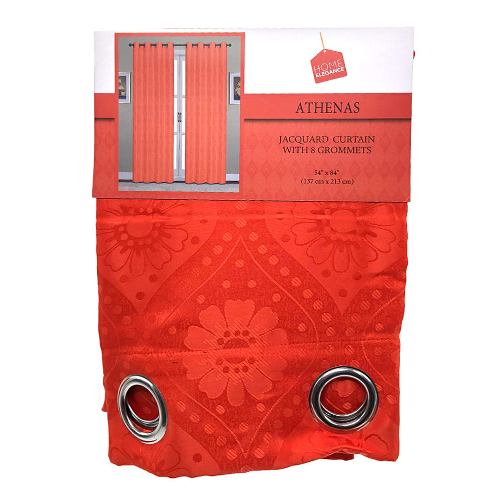 Cortina Home Elegance Seul Con Aros 54" x 84" - Naranja