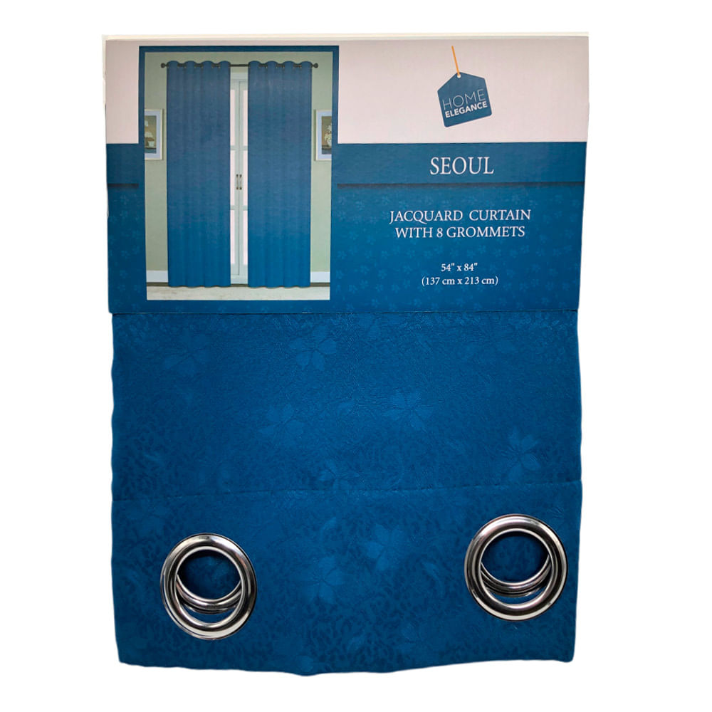 Cortina Home Elegance Seoul Con Aros 54" x 84" - Azul Marino