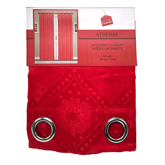 Cortina Home Elegance Atenas Con Aros 54" x 84" - Rojo oscuro
