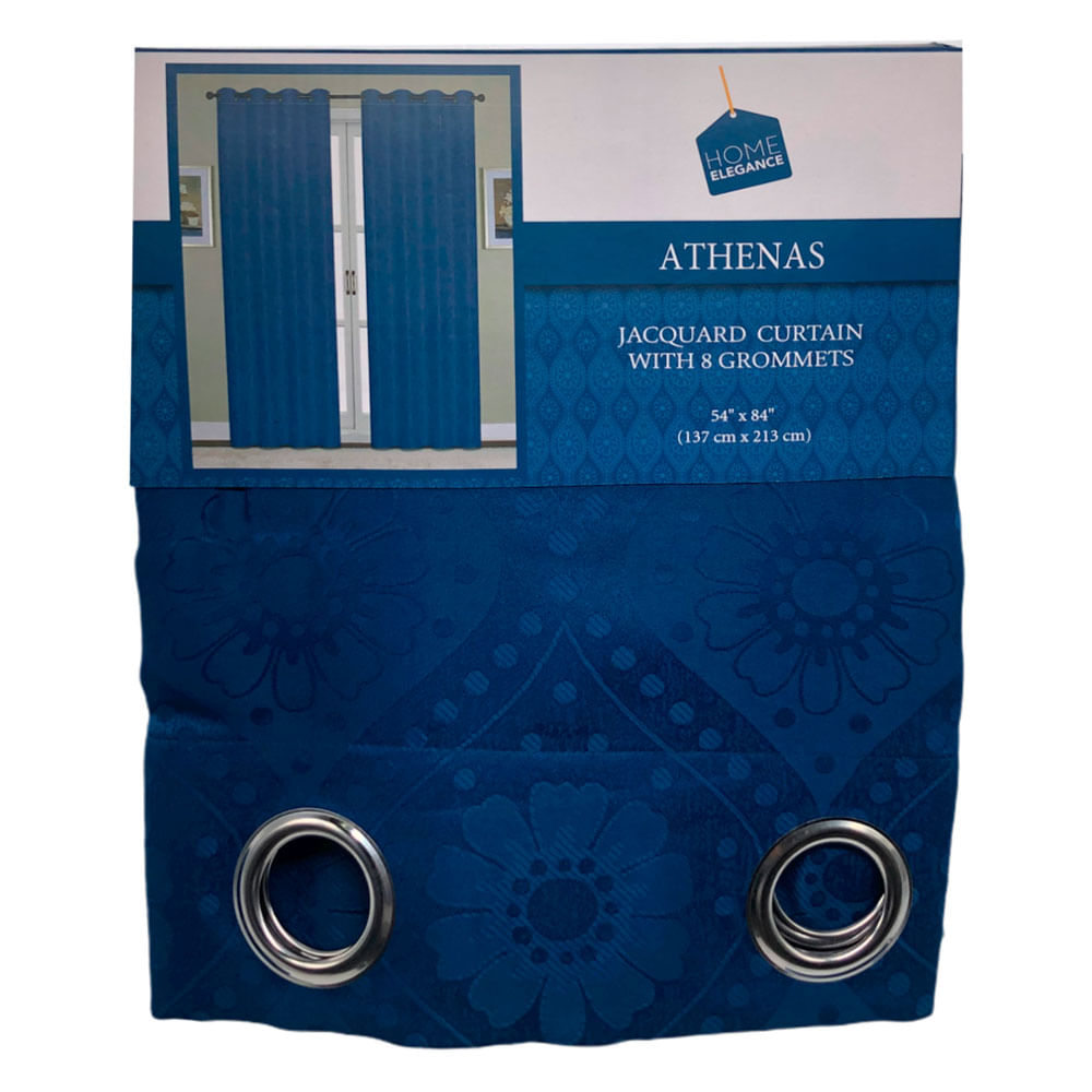 Cortina Home Elegance Athenas Con Aros 54" x 84" - Turqueza azulado