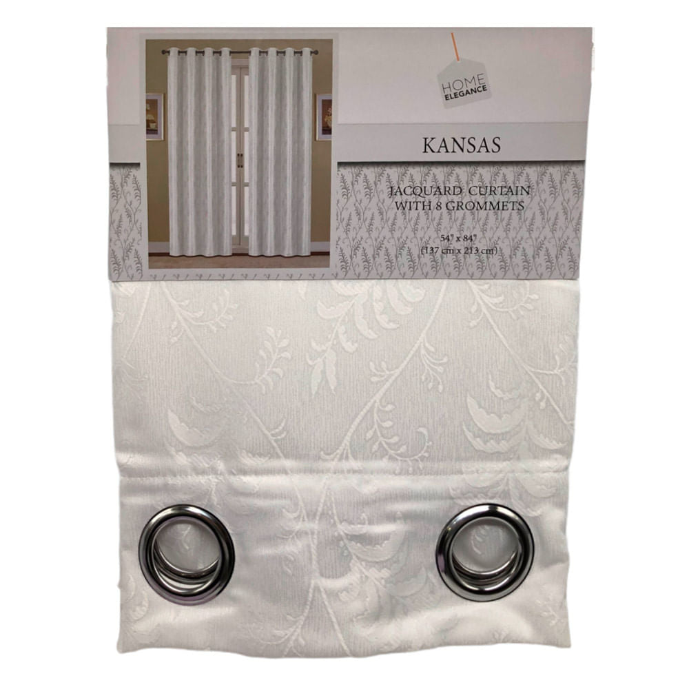 Cortina Home Elegance Kansas Con Aros 54" x 84" - Blanco